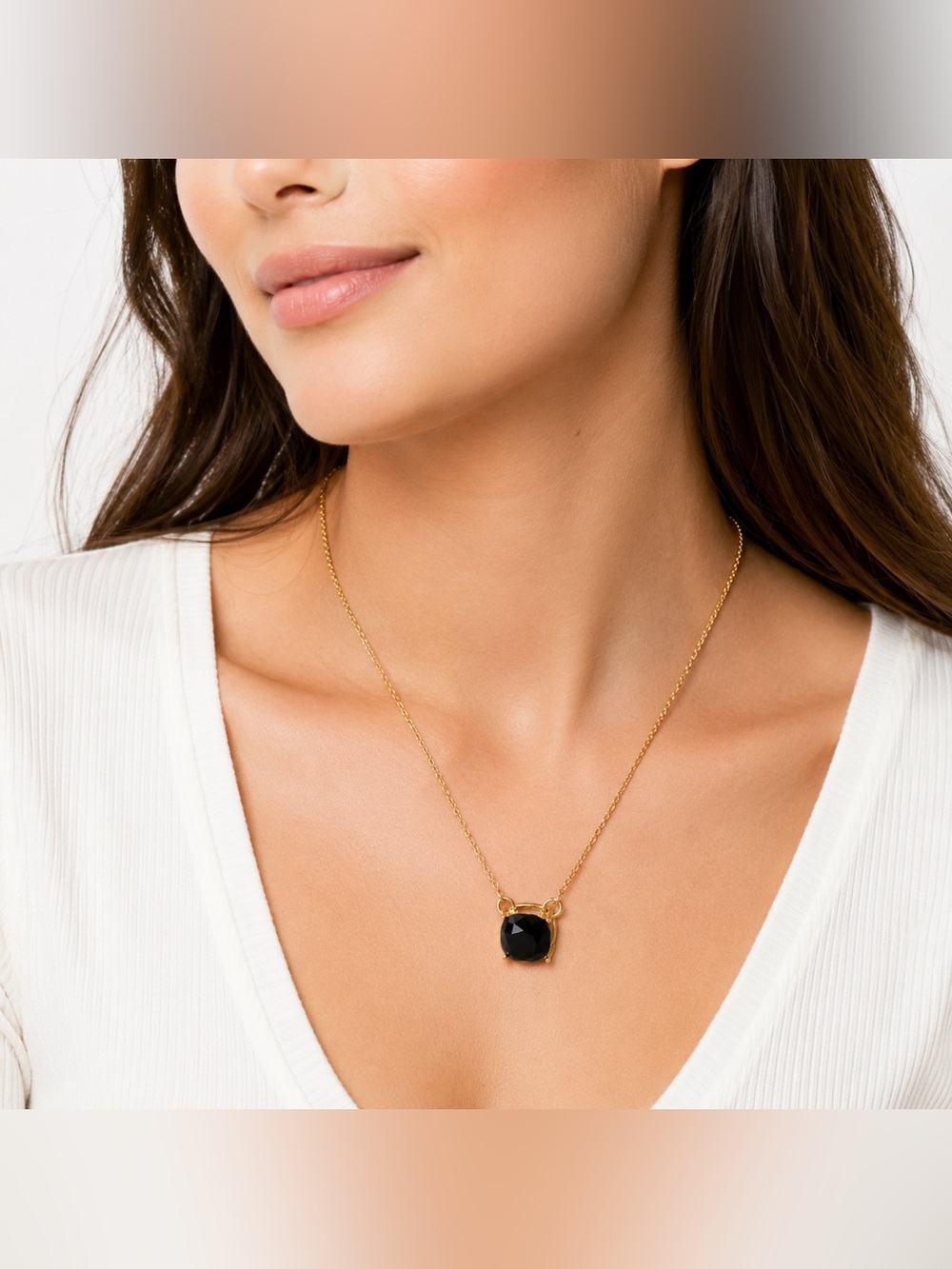 Dana Buchman Gold-Tone Black Faceted Pendant Necklace Elegant Statement Jewelry